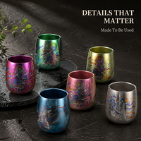 Tasse en titane à double paroi avec finition cristal colorée pour thé, café, bureau et extérieur – Personnalisation de logo en gros pour les entreprises