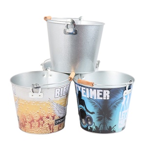 Suministro directo de fábrica Cubo de hielo de metal galvanizado de 5 cuartos de galón con logotipo impreso para almacenamiento de cerveza, vino y pintura - Product Image 1