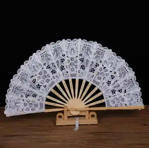 Customized Battenburg Lace Dancing Fans For Wedding Party Favors Gifts Vintage Lace Folding Hand Fan