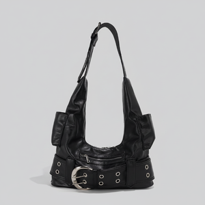 Bolso de Mano Tipo Hobo Compacto para Mujer, Hecho a Mano en Cuero PU, con Correa Tejida, Diseño de Media Luna, Estilo Casual Retro - Product Image 1