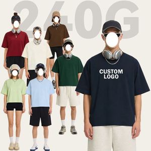 เสื้อยืดทรงครอป คอตตอนโซโรนาเนื้อหนัก 240gsm รุ่นซัมเมอร์ 2026 ทรงหลวมแบบดรอปโชว์เดอร์  สำหรับผู้ชาย  สามารถสั่งทำได้ตามต้องการ - Product Image 1