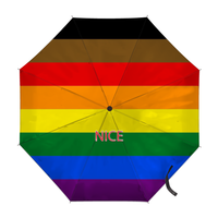 Parapluie pliant personnalisé avec drapeau arc-en-ciel gay (variant Philadelphie), idéal pour les foires culturelles en plein air et les excursions rapides en campagne