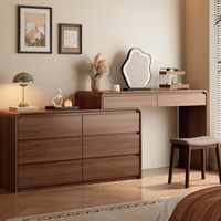 Nouveau modèle 2026 : Coiffeuse moderne en bois massif avec éclairage, combinaison de commodes et armoire de rangement de chevet pour chambre à coucher