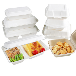 Phân Hủy Sinh Học Dùng Một Lần Rơm Lúa Mì Bột Giấy Burger Bao Bì Bagasse Takeaway Ăn Trưa Container Thực Phẩm Hộp - Product Image 5