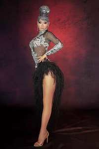 性感黑色透视水晶亮片婚纱礼服女士地板长度高狭缝晚礼服女士俱乐部舞会长裙 - Product Image 4