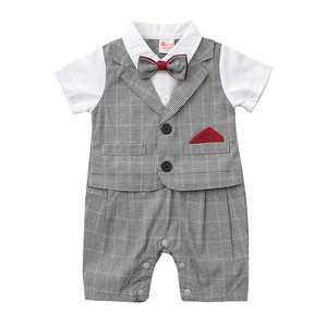 <span class=keywords><strong>Traje</strong></span> de bebé niño boda recién nacido mono mameluco Caballero pajarita manga corta una pieza <span class=keywords><strong>traje</strong></span> de <span class=keywords><strong>bautizo</strong></span> Formal - Product Image 6