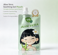 Gel Apaisant à l'Aloe Vera en Sachet Souple 50ml – Format Voyage Portable pour Soins de la Peau – Sachet Doypack en Plastique Composite à Pression Souple – Impression Personnalisée