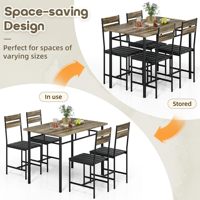 Ensemble de salle à manger moderne et écologique gris 5 pièces avec 4 chaises rembourrées et capitonnées pour appartement de petite taille