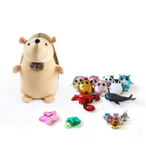 Coussin en tissu à paillettes dorées à pression, motif hérisson, réversible, en peluche, jouet animal - Product Image 4