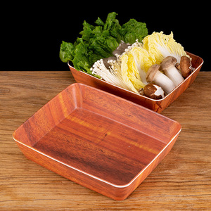 Plateau rectangulaire en mélamine pour servir des légumes, des champignons et de la viande, idéal pour les plats chauds, usage hôtelier. - Product Image 4