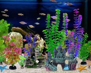 Kit de Decoración para Acuario Rectangular de 13 Piezas, Caja de Resina para Pecera Pequeña, Estilo Jardín, <span class=keywords><strong>Castillo</strong></span>, Rocalla, Escondite para Peces Betta, Coral - Product Image 3