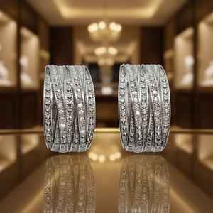 Orecchini in Oro Bianco con Diamanti Taglio Brillante Rotondo Colore D Naturale Certificati GIA Gioielli di Lusso da Sposa per Donna - Product Image 2