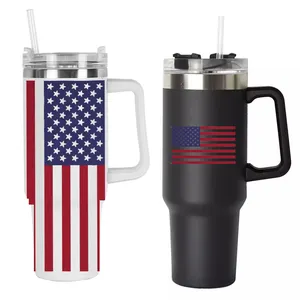40oz Wholesale Double Wall Stainless Steel Insulated Tie Dye 20oz Powder Coated Tumbler Keep Drinks Hot COLD American Usa Flag