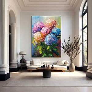 Peinture texturée, grand motif floral vertical coloré, art mural abstrait texturé moderne et épais pour la maison et la galerie - Product Image 1