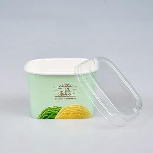 Gobelet en papier personnalisable Bols jetables pour crème glacée au yaourt kraft avec couvercles en PE pour desserts à emporter - Product Image 1