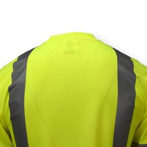 Quick Dry 100% Polyester Safety Neon Green Long Sleeve T Shirts <b>Reflective</b> Stripes Tees <b>Tops</b> - Product Image 4