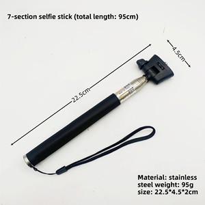 Bastone Selfie Telescopico in Acciaio Inossidabile a 7 Sezioni, Lunghezza Estesa 950mm, Peso Leggero 95g, per Fotocamera Sportiva - Product Image 2