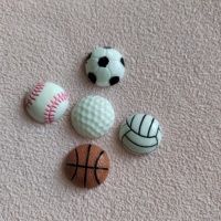 Breloques en résine pour slime, thème sportif, 23 mm, Football, Basketball, Volleyball, Tennis, Cabochons plats, Décoration artisanale DIY