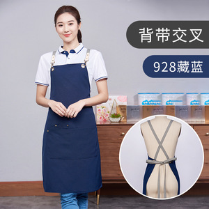 Delantal cruzado negro de poliéster talla única, uniforme de trabajo para cafetería, pastelería, frutería - Product Image 2