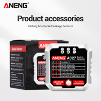 Probador de Enchufes Electrónico ANENG AC27 con 6 Meses de Garantía, Detector de Voltaje, Polaridad de Cable a Tierra y Fase, Enchufe EU/US