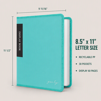 Porte-documents personnalisé avec logo, format lettre, 30 pochettes, 60 pages, en plastique PP recyclable, organiseur de documents pour le bureau et l'école
