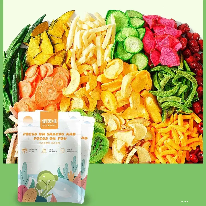 Qiao Mei Wei 10 in 1 Home Farm 250 Gramm knusprig getrocknetes Gemüse Obst und Gemüse knusprige Chip Snack vegane Lebensmittel