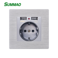 Prise allemande standard européenne 16A avec double 2 USB Panel 86 Prise murale universelle