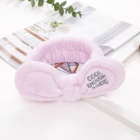 Özel Logo nakış beyaz bulanık sıcak ekstra büyük yay bandı yüz Spa makyaj Topknot kızlar için Hairband
