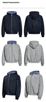 Blouson Bomber Homme Personnalisé à Capuche OEM ODM Vente en Gros Doublure à Carreaux Manches Longues Coupe-Vent Léger Mode Streetwear