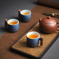 Vente en gros de tasses à thé en céramique de porcelaine vintage de 70 ml, glaçure modifiée au four, tasse à expresso, tasse à café, logo personnalisé en bois, couleur personnalisée