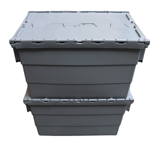 JOIN <strong>Plastic</strong> Warehouse Storage Container Stackable Logistics <strong>Plastic</strong> Reusable Attached <strong>Lid</strong> Tote <strong>Bins</strong> for Storage - Product Image 1