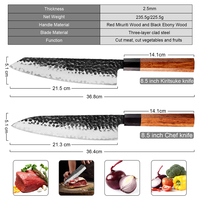 Couteau de chef professionnel en acier au carbone, couteau de cuisine japonais tranchant, manche octogonal en bois d'ébène, couteau de cuisine Gyuto