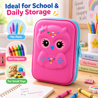 Étui à crayons rigide en EVA en forme de hibou 3D mignon, léger, antichoc, sac de rangement pour enfants pour la papeterie scolaire et les petits jouets