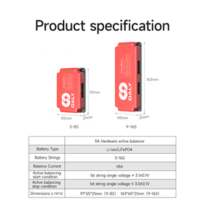 Daly li-ion LifePO4แบตเตอรี่ลิเธียม LFP สำหรับนักท่องเที่ยวระบบตู้เก็บพลังงานรถยนต์3S 4S 12V 8S 24V 16S 48V ใช้งาน5A