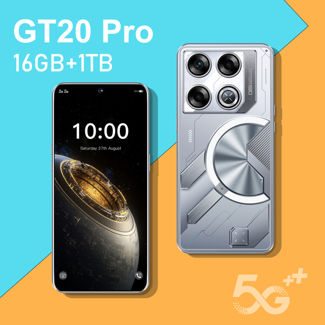 GT20Pro Gaming Smartphone 7.3 Inch 5G 16GB+1TB 108MP HD Cam 10 Core Android 15 Dual SIM Big Battery Power