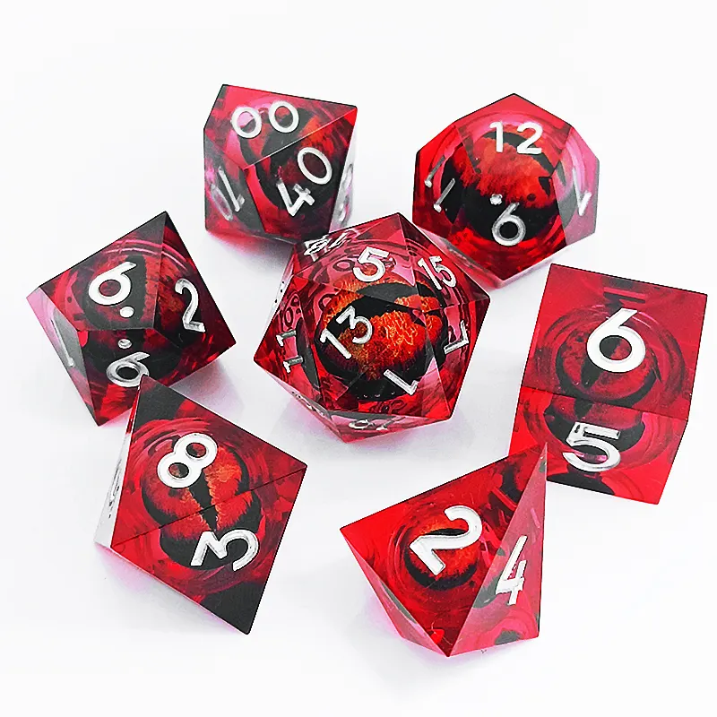 DND Red Liquid Transparent Longan Resin Core Dice Accessories Personalised Gifts