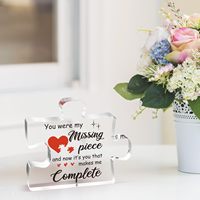 Cadeaux d'anniversaire délicats pour maman de fille fils-Pièce de puzzle en bloc acrylique gravé 3.9x3.3 pouces-Fête des mères de Thanksgiving