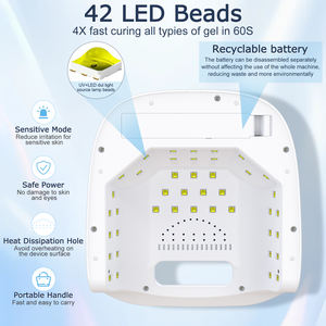 <span class=keywords><strong>60W</strong></span> 42pcs Rechargeable Sans Fil <span class=keywords><strong>LED</strong></span> <span class=keywords><strong>UV</strong></span> Lampe à Ongles Haute Qualité Portable Séchage Rapide Sans Fil Sèche-Ongles Plastique Batterie Salons - Product Image 4