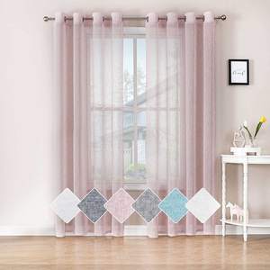 Paneles de cortinas transparentes para sala de estar, aspecto de lino y poliéster 2022, a la moda, para <span class=keywords><strong>dormitorio</strong></span> y ventana, 100% - Product Image 1