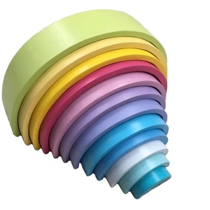 Khối Xếp Chồng Cầu Vồng Montessori Lớn Giáo Dục Đồ Chơi Bằng Gỗ Đồ Chơi Học Tập Xếp Chồng Cầu Vồng Gỗ Thô Cho Trẻ Em Nhóm Tuổi 3y + - Product Image 3