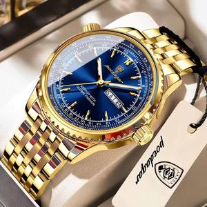 POEDAGAR 673 Watch For Man Stainless Steel Date Week Quartz Men <b>Clock</b> Waterproof Luminous High Quality Men's Watches 2026 - Product Image 1