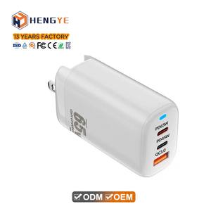 Haute vitesse 3 ports GaN Tech PD3.0 chargeur rapide Usb-c 65 Watts Usb c ultra mince Gan chargeur mural 65 w adaptateur secteur pour ordinateur portable - Product Image 4