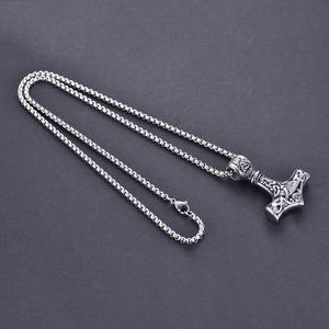 Collar con colgante de acero inoxidable para hombre, joyería vikinga de doble cara, estilo Hip Hop, <span class=keywords><strong>Tomahawk</strong></span> - Product Image 6