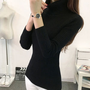 在庫卸売工場冬春レディースカジュアルニットトップ厚手ソフトタートルネックハイネックプルオーバーセーター女性用 - Product Image 5