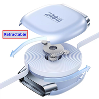Cable de Carga USB C Retráctil de 240W, Portátil, 4 Longitudes Fijas, Cable de Datos de Carga Rápida USB C a USB C para iPhone y Samsung