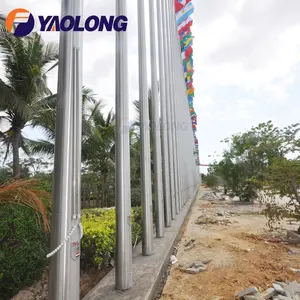 Yaolong 6M 8M 12M 304 316 Stainless Steel 360 Derajat Berputar Bendera Tiang Tiang Bendera Aluminium Alloy Hotel Tiang Bendera