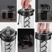 Koude Brouwen Koffiezetapparaat Glas Iced Koffiezetapparaat Thee Brouwer Met Verwijderbare Mesh Filter Voor Iced Koffie Koude Brouwen Thee (44 Oz/1300Ml