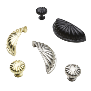 Poignée de meuble en alliage de zinc de différentes couleurs, bouton de tiroir de cuisine en forme de coquille semi-circulaire, noir, or, argent - Product Image 1