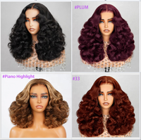Wig Rambut Asli Manusia Tanpa Lem dengan Miny Knots, Tebal Berlapis, Bergelombang, 13*6 HD Full Lace Frontal Wig Rambut Asli Manusia