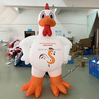 Bande dessinée gonflable de poulet d'éclairage géant extérieur avec le logo fait sur commande pour la publicité de marque